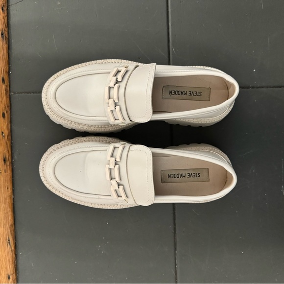 White Steve Madden Platform Loafers - Picture 2 of 4